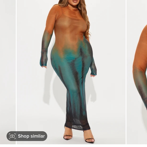 Fashion Nova Dresses & Skirts - Gemma Tie Dye Mesh Maxi Dress - Orange/combo